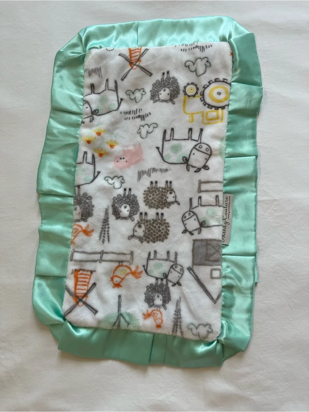 Plush Baby Lovey with Mint Satin Border - Kids Accessories